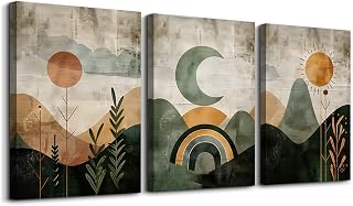 TTHYUEWS Boho Modern Abstract 3-Piece Set Canvas Wall Art For Living Room, Bedroom & Office - Geometry Landscape Abstract Wall Pictures Artwork