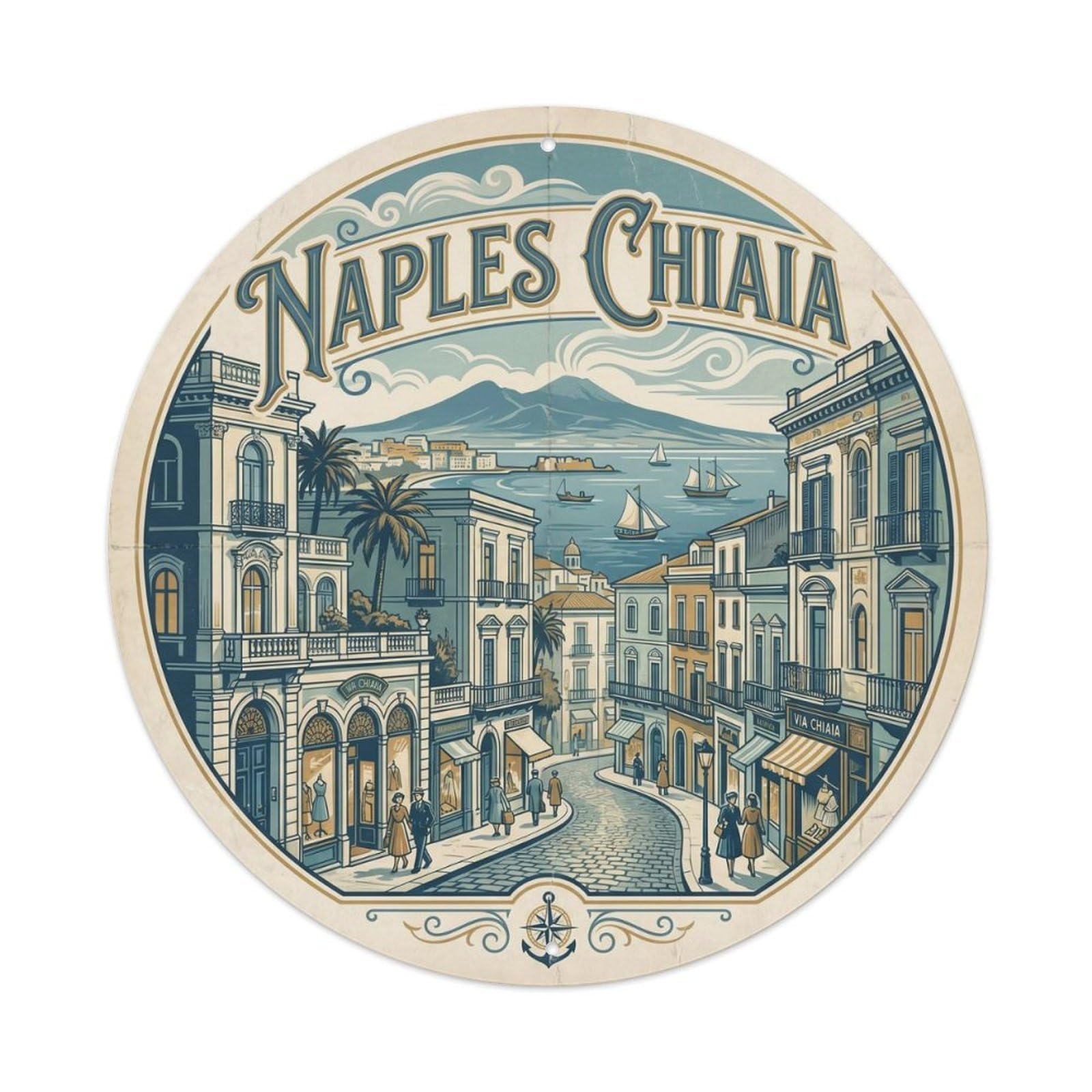 Classic Naples Italy Chiaia Heritage City Travel Metal Tin Sign