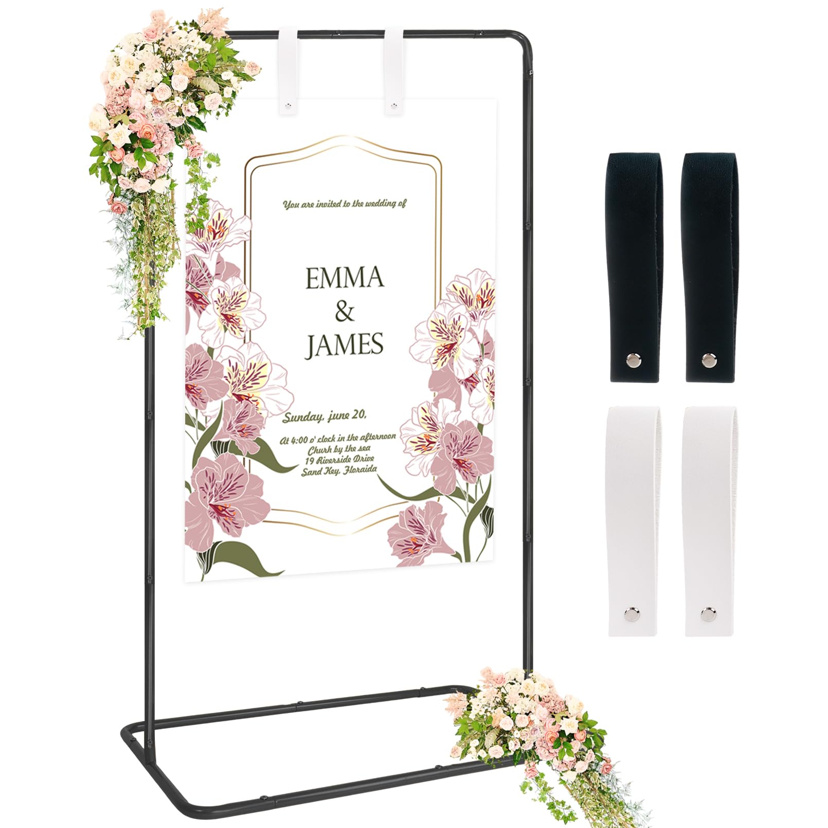 Nwvuop Wedding Welcome Sign Stand, Adjustable Wedding Sign Holder Easel Stand for Display(Black) — image 1