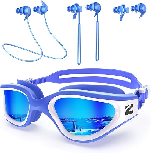 ZIONOR G1 Lite Polarized Swimming Goggles with 3 Pairs Earplugs, Anti-Fog UV Pro