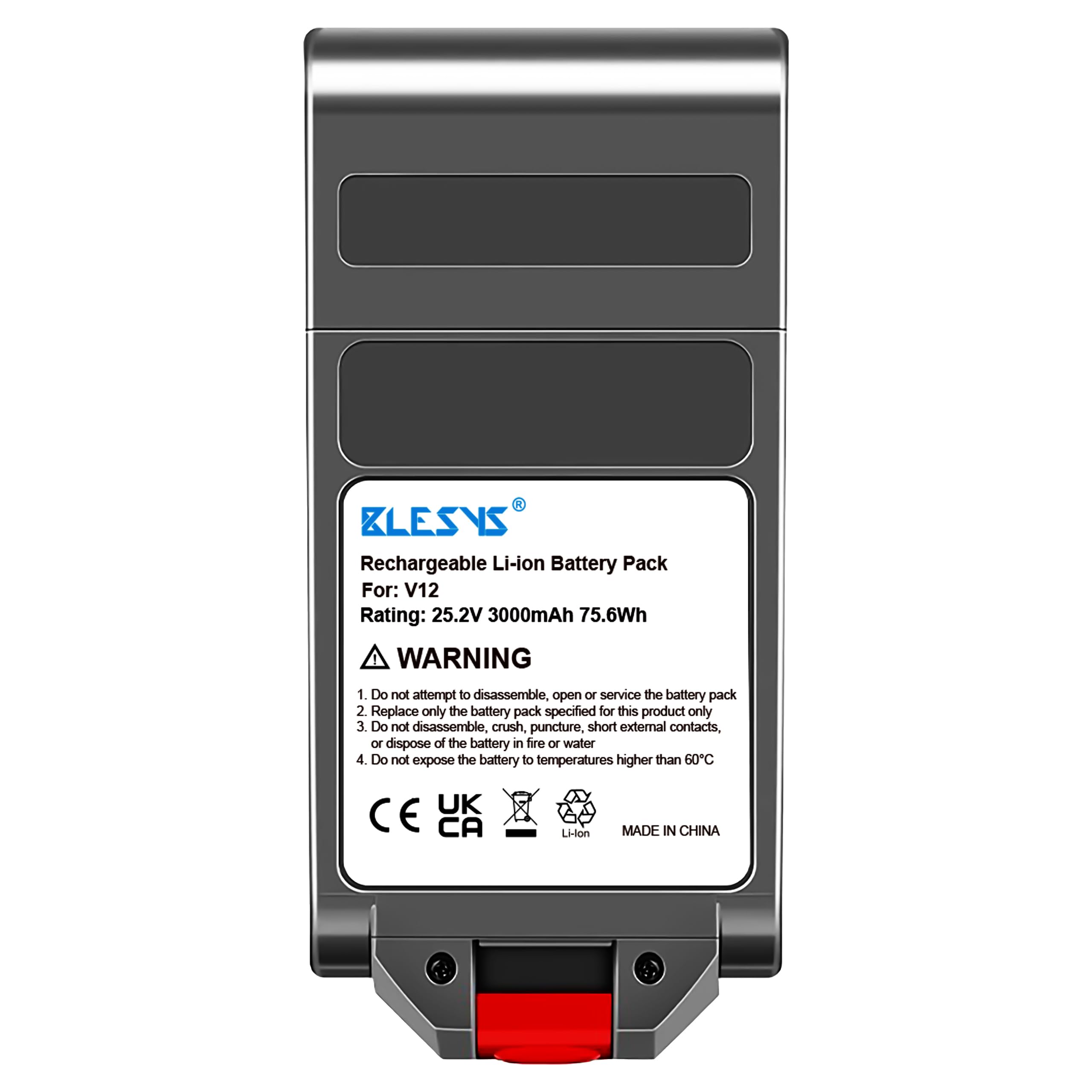 BLESYS V12 Batería para Dyson V12 Detect Slim/Fluffy/Absolute, Accesorio de batería para Aspiradora 965470-01 484607 (No para SV12 V10 V11)