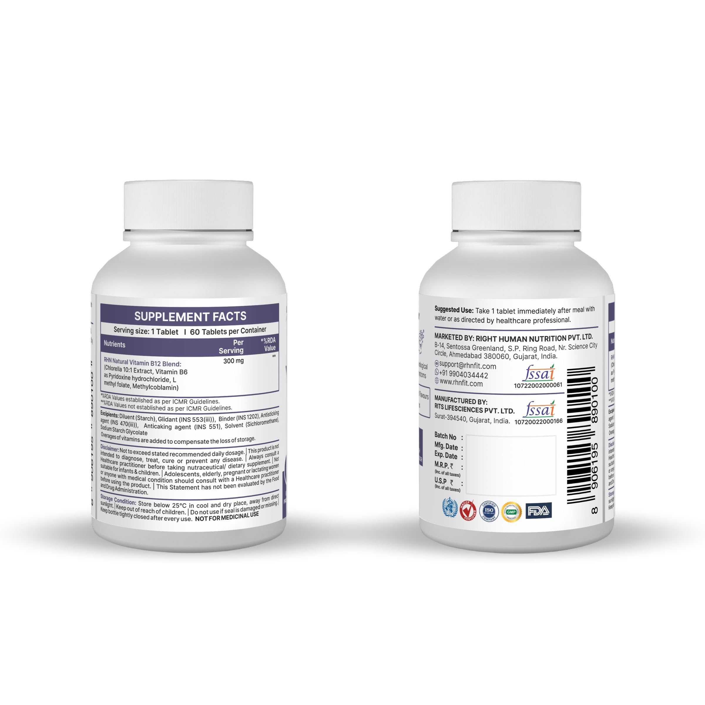 RHN Vitamin B12 (60 Tabs) — Amazon image 2