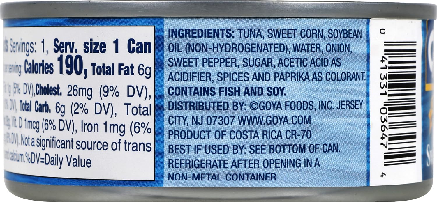 Goya Foods Chunk Light Tuna with Sweet Corn In Oil, 4.94 Ounce (Pack of 24)