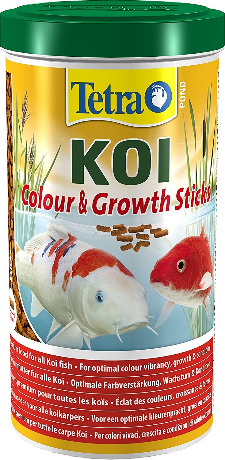 Tetra Pond Koi Sticks Colour & Growth - Koi yem, doğal renk parlaklığı ve daha büyük Koi balıklarının sağlıklı büyümesi için, 1 l kutu