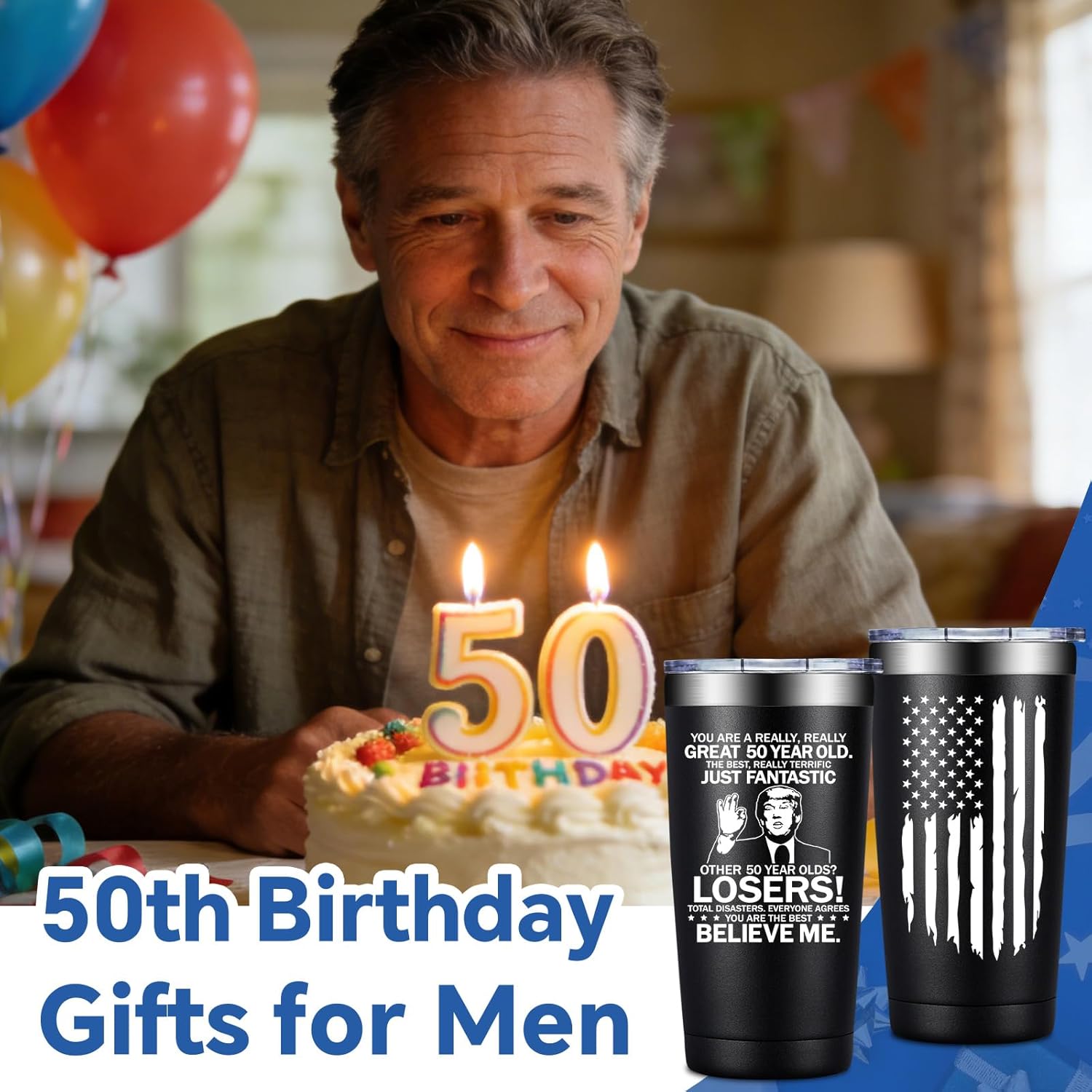 50th Birthday Gifts For Him Men - Great 50 Year Old - Birthday Gift Ideas For Men Turning 50 Year Old 1976-50th Birthdays Decorations - 50th Tumbler - Image 2