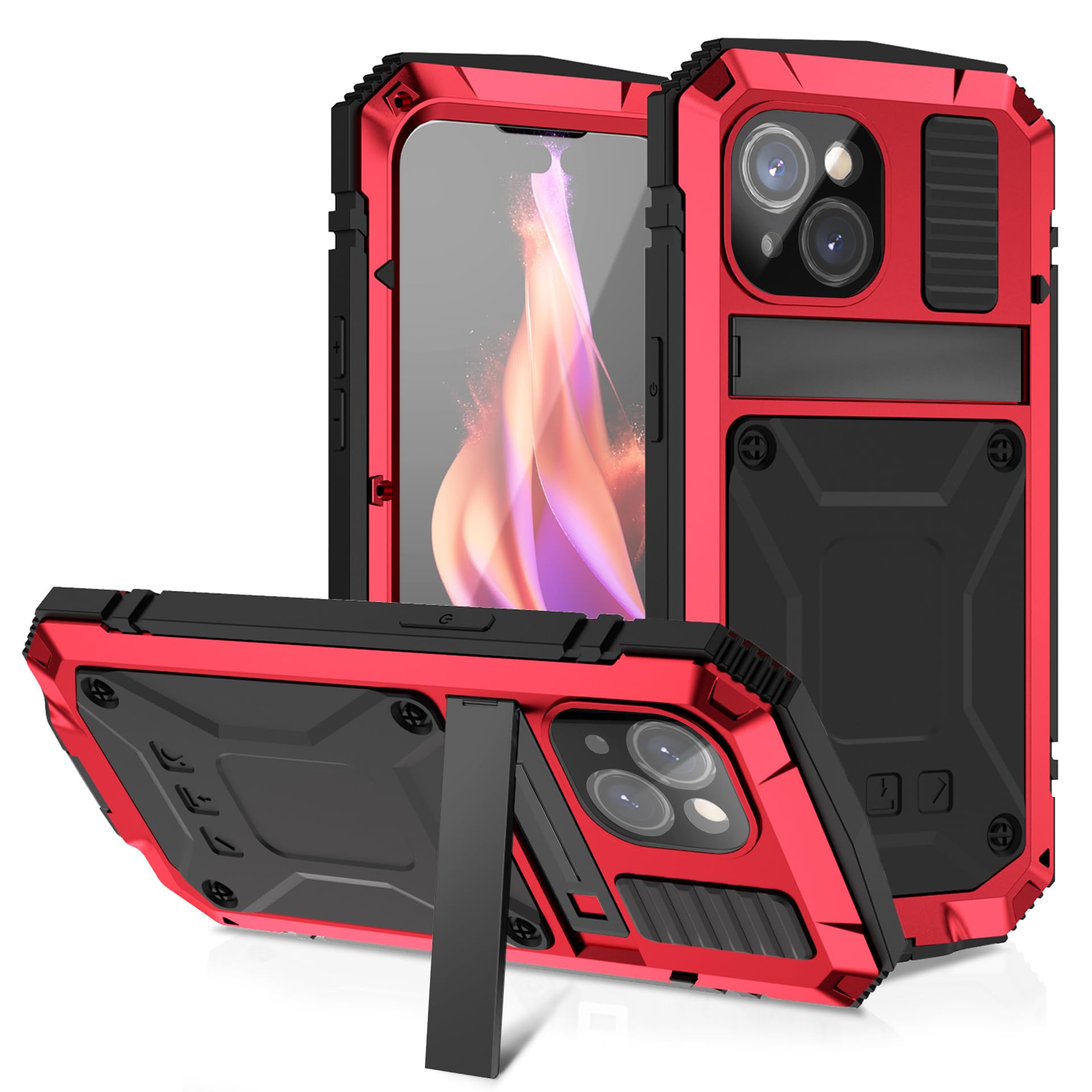 Coque iPhone 15 Plus antichoc avec support intégré et cordon amovible
