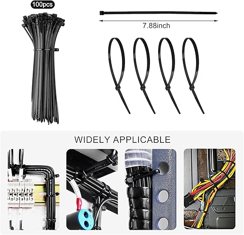 Miniatura 6 de Kit de organización de cables de 137 piezas, 4 fundas para cables, 100 bridas para cables, 10 clips para cables, 15 bridas adhesivas de pared, 10