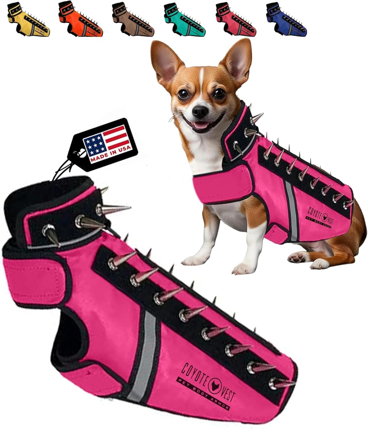 CoyoteVest SpikeVest Dog Harness (XS, Pink) for small dogs