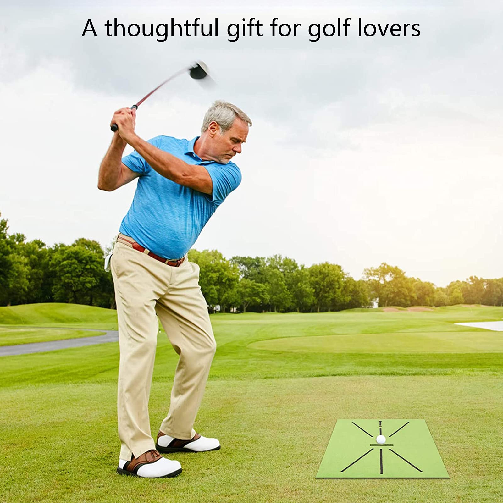 DYTWXG Golf-Trainingsmatte, Schwungerkennung, Schläger, Minigolf, Trainingshilfe, tragbares Golf-Trainings-Rasenmatte, Geschenk für den Außeneinsatz im Heimbüro, mit 7 Golfbällen