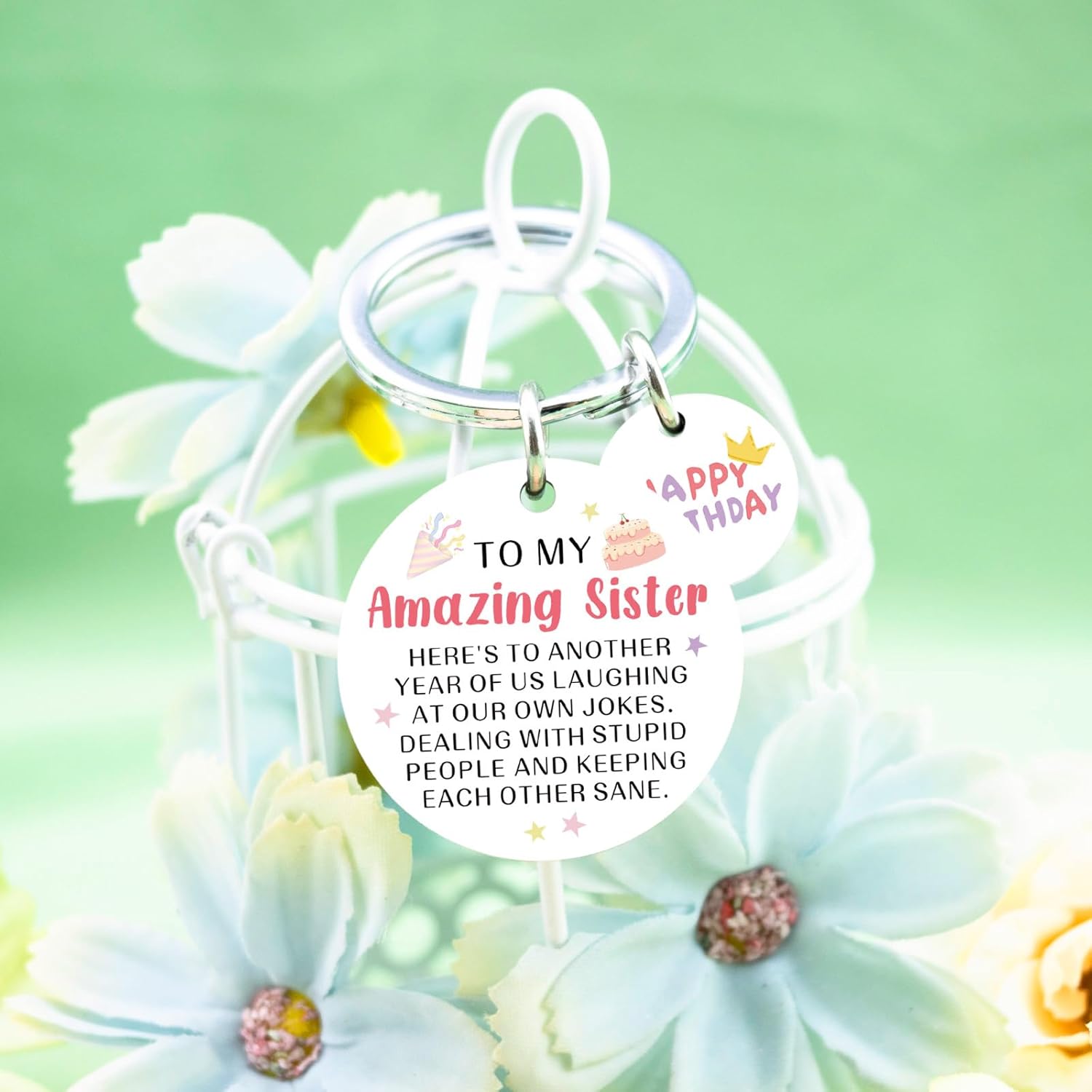 igvean Valentines Day Gifts for Sister Sisters Birthday Gift Cute Keychain Sisters Gifts from Sister Best Friend Coworker Besties Happy Birthday Keychain Christmas Stocking Stuffers for Women - Image 5