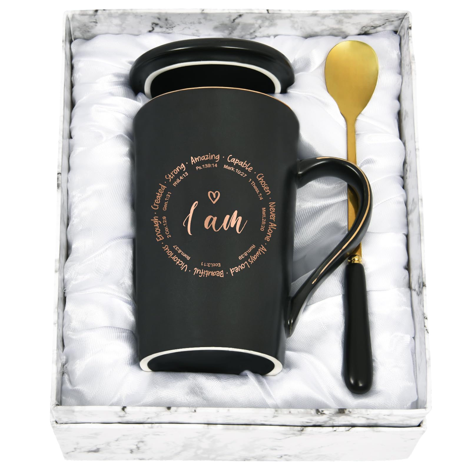 Joymaking Christian Inspirational Coffee Mug for Women - Religious Gift With Bible Verse - Spiritual Birthday Present for Friends - 14 Oz Black