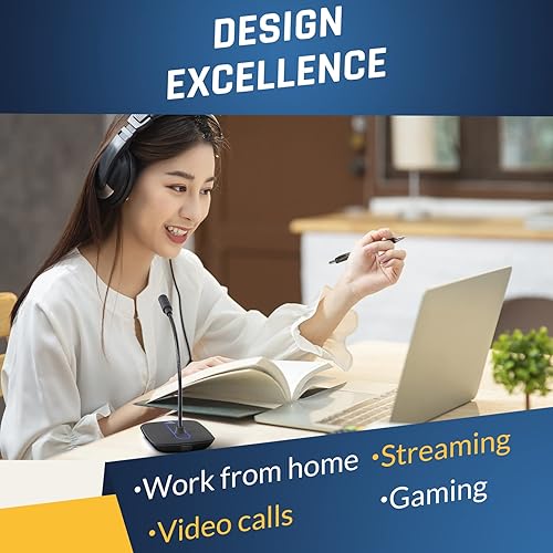 Miniatura 3 de KLIM C4 Micrófono de computadora con botón de silencio - Micrófono USB para computadora y consola - Micrófono de escritorio profesional con audio de