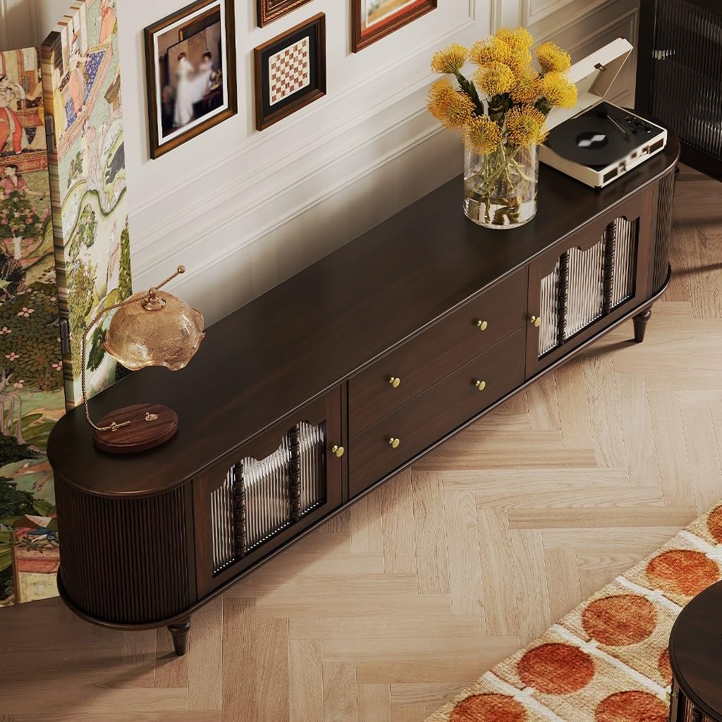 TV-Konsole, Entertainment-Center Retro TV-Schrank aus Holz for kleine Wohnungen, Wohnzimmer und Zuhause, Aufbewahrungsschrank TV-Ständer fürs Wohnzimmer