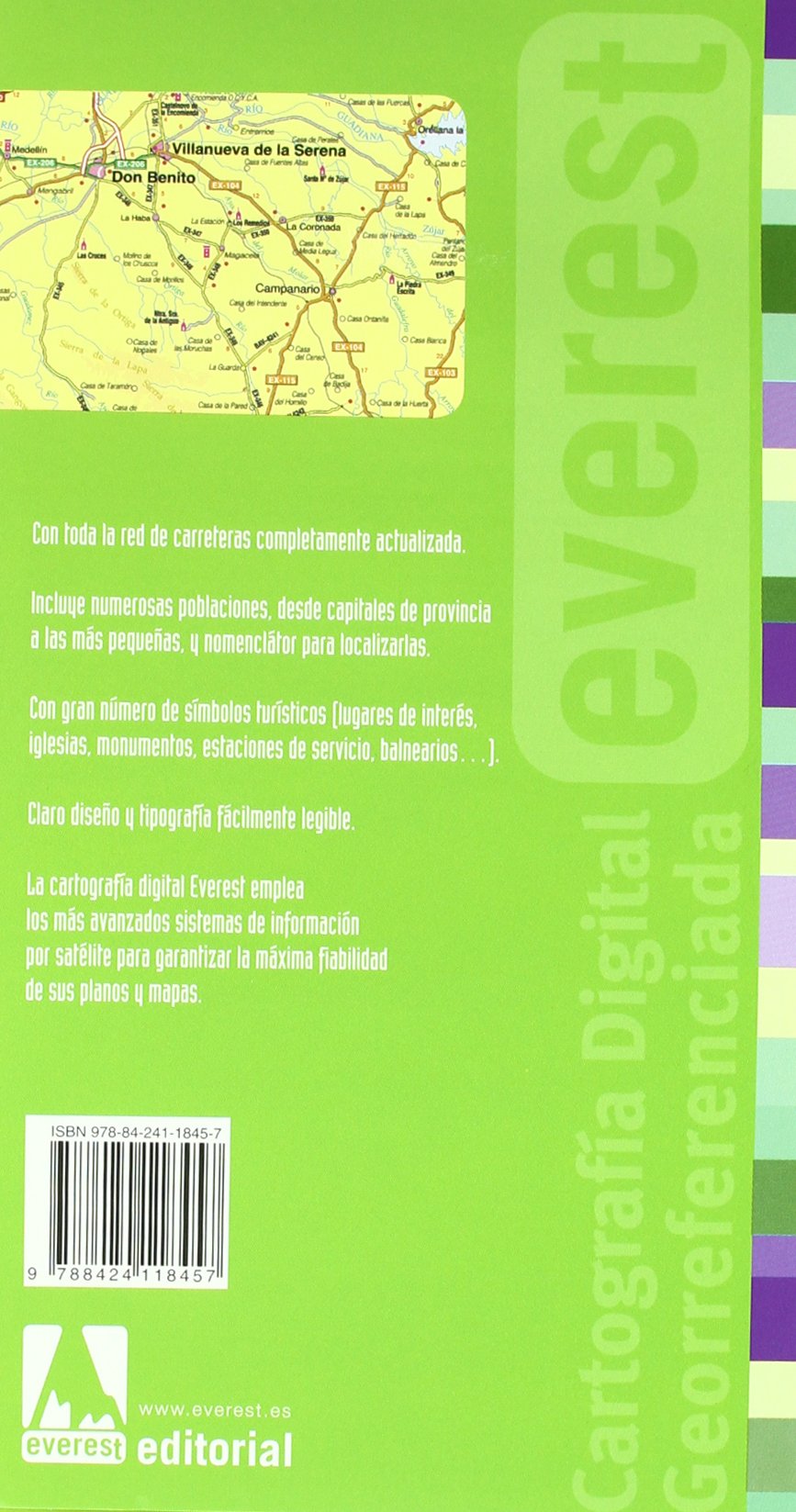 Mapa de carreteras de Extremadura 1:400.000 (Mapas provinciales / serie verde)
