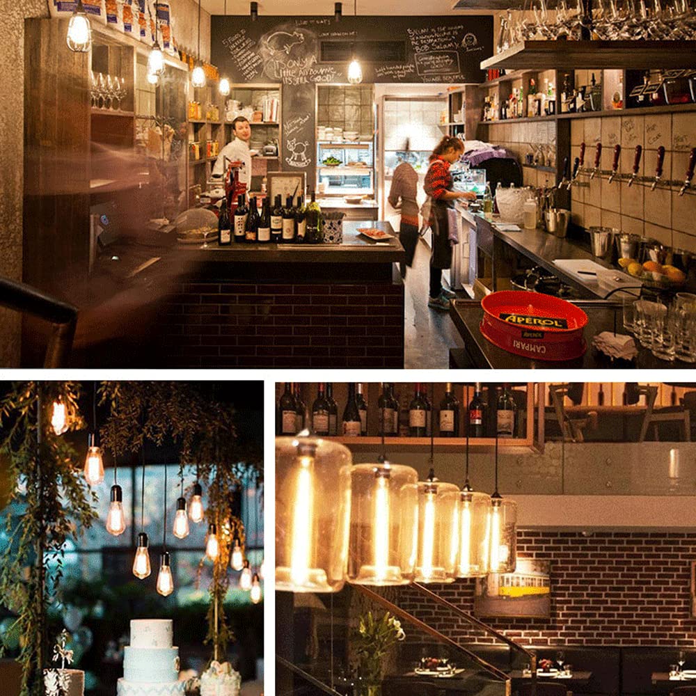 Paquete de 6 Bombillas LED de Repuesto - Bombillas Edison de Base E27 de 3W, se Adapta a Las Luces Vintage de la Sala de Estar del Comedor del café Comercial, luz cálida 2300K