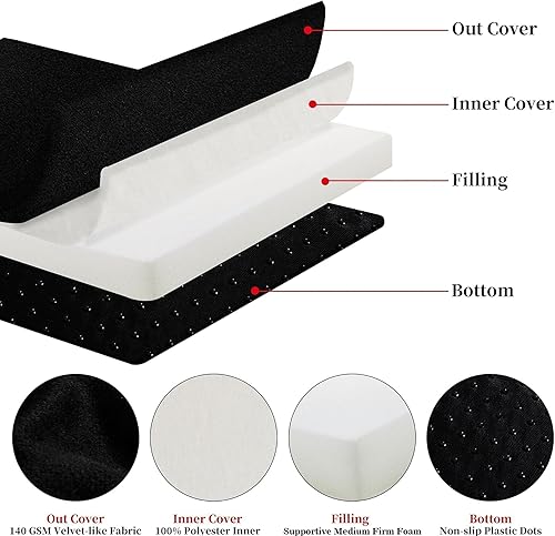 Miniatura 6 de HOMBYS Cojín reclinable de espuma viscoelástica para personas mayores, 20 x 20 x 4 pulgadas, cojín de asiento antideslizante extra grande con