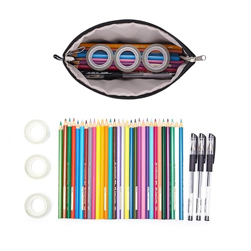 Miniatura 5 de WANDF - Bolsa de maquillaje para mujer, pequeña, para bolsa, resistente al agua, regalo para niñas (negro puro)