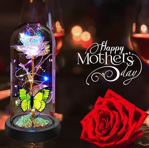Miniatura 3 de Regalos para el día de San Valentín para ella, regalos de rosas de San Valentín, regalos de cumpleaños para mujeres, rosa iluminada de cristal de