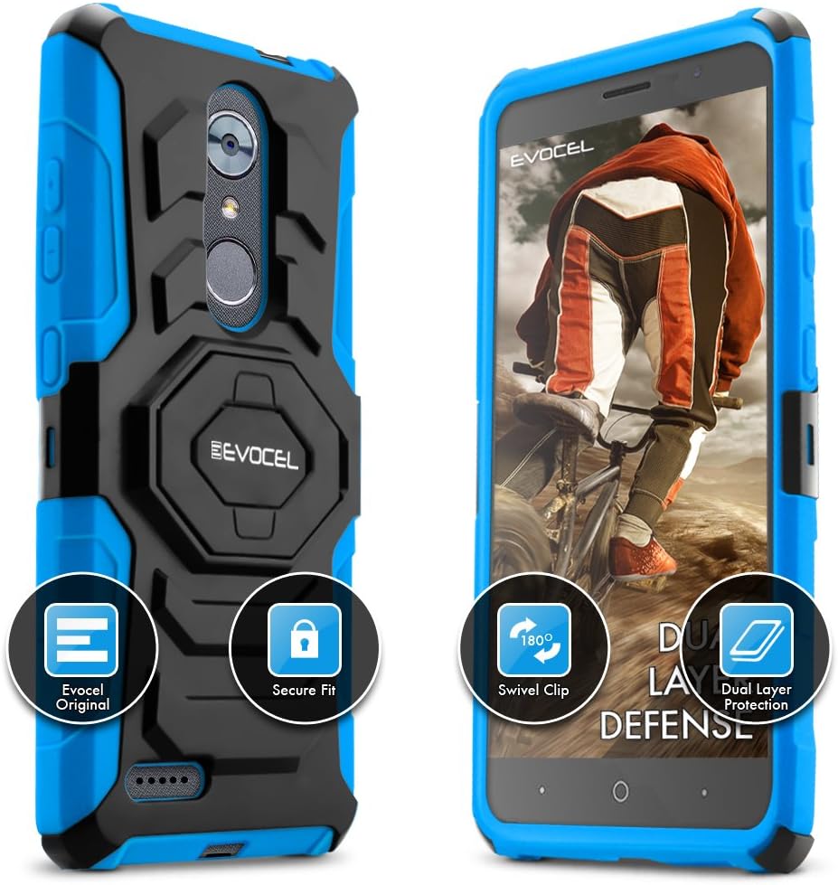 ZTE MAX XL/ZTE Blade Max 3 / ZTE Max Blue Case, Evocel [New Generation Series] Belt Clip Holster, Kickstand, & Dual Layer for ZTE N9560 / ZTE Z986 / ZTE N986, Blue