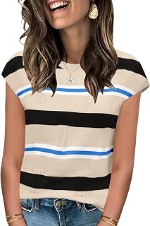 Womens Cap Sleeve Sweater Vest Sleeveless Sweater Summer Tops Knit Vest Tank Tops Trendy T Shirt