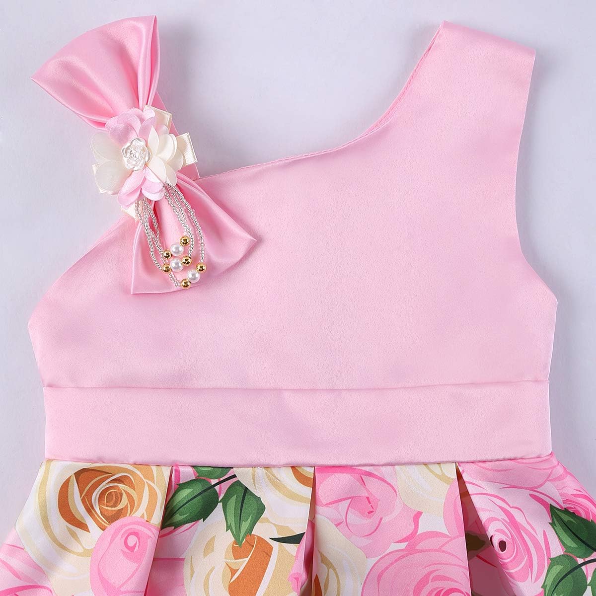 2-9T Girls Kids Striped Floral Ruffles Flower Dress Ball Gown Party Formal Dresses