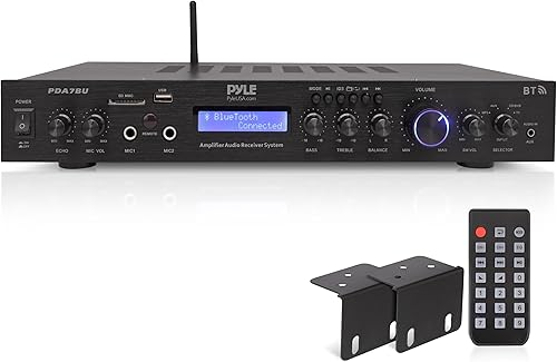 Pyle Receptor amplificador Bluetooth de montaje en rack de 5 canales, amplificador de cine en casa, amplificador de altavoz, transmisión inalámbrica
