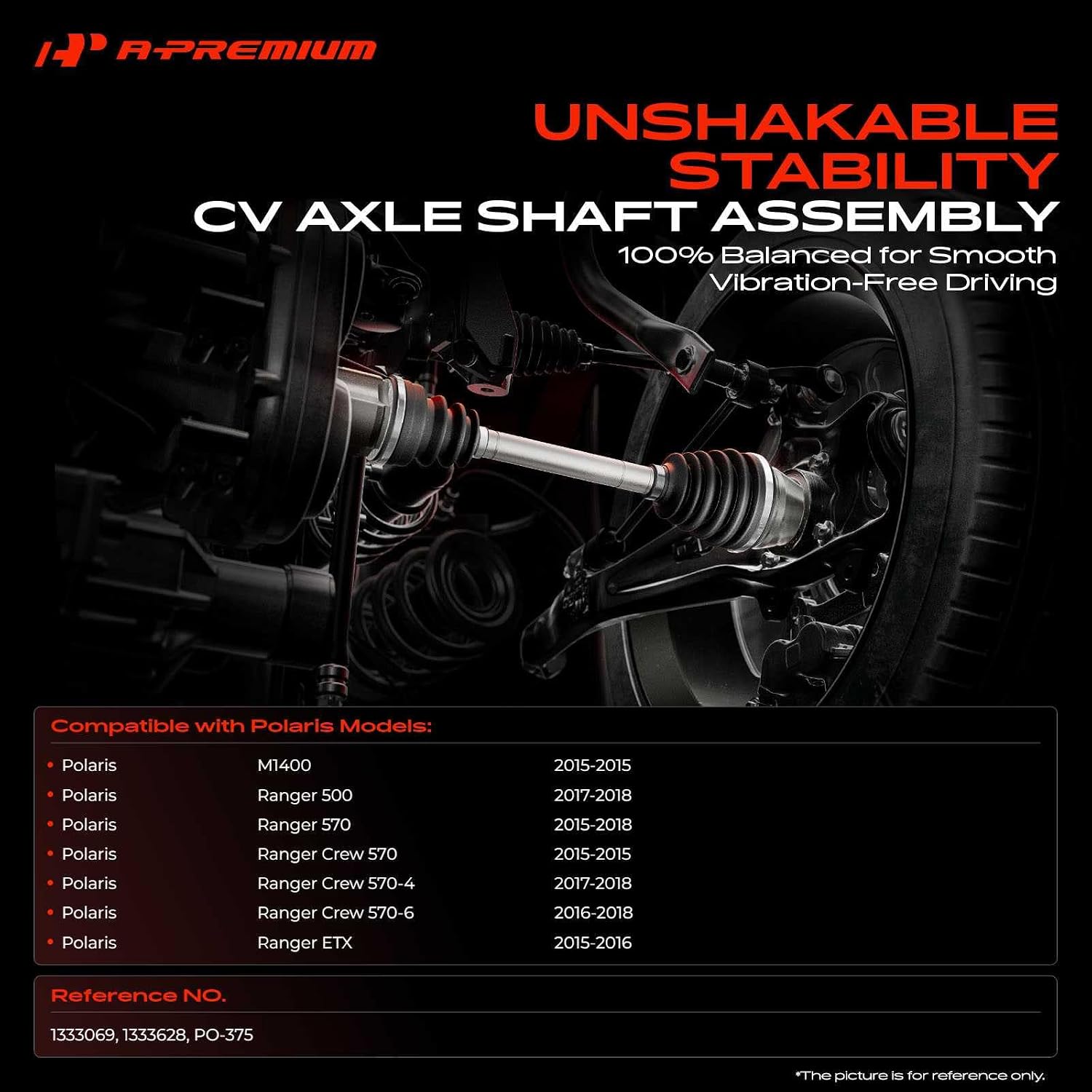 A-Premium Rear Driver or Passenger Side CV Axle Shaft Assembly for Polaris | Compatible with M1400, Ranger 500/570, Ranger Crew 570, Ranger Crew 570-4/570-6, Ranger ETX