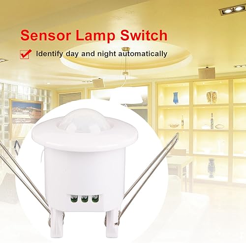 Miniatura 2 de Sensor de movimiento infrarrojo, 7.6 × 2.6 in, mini sensor de movimiento de cuerpo infrarrojo PIR de techo ajustable de 360 , interruptor de luz de