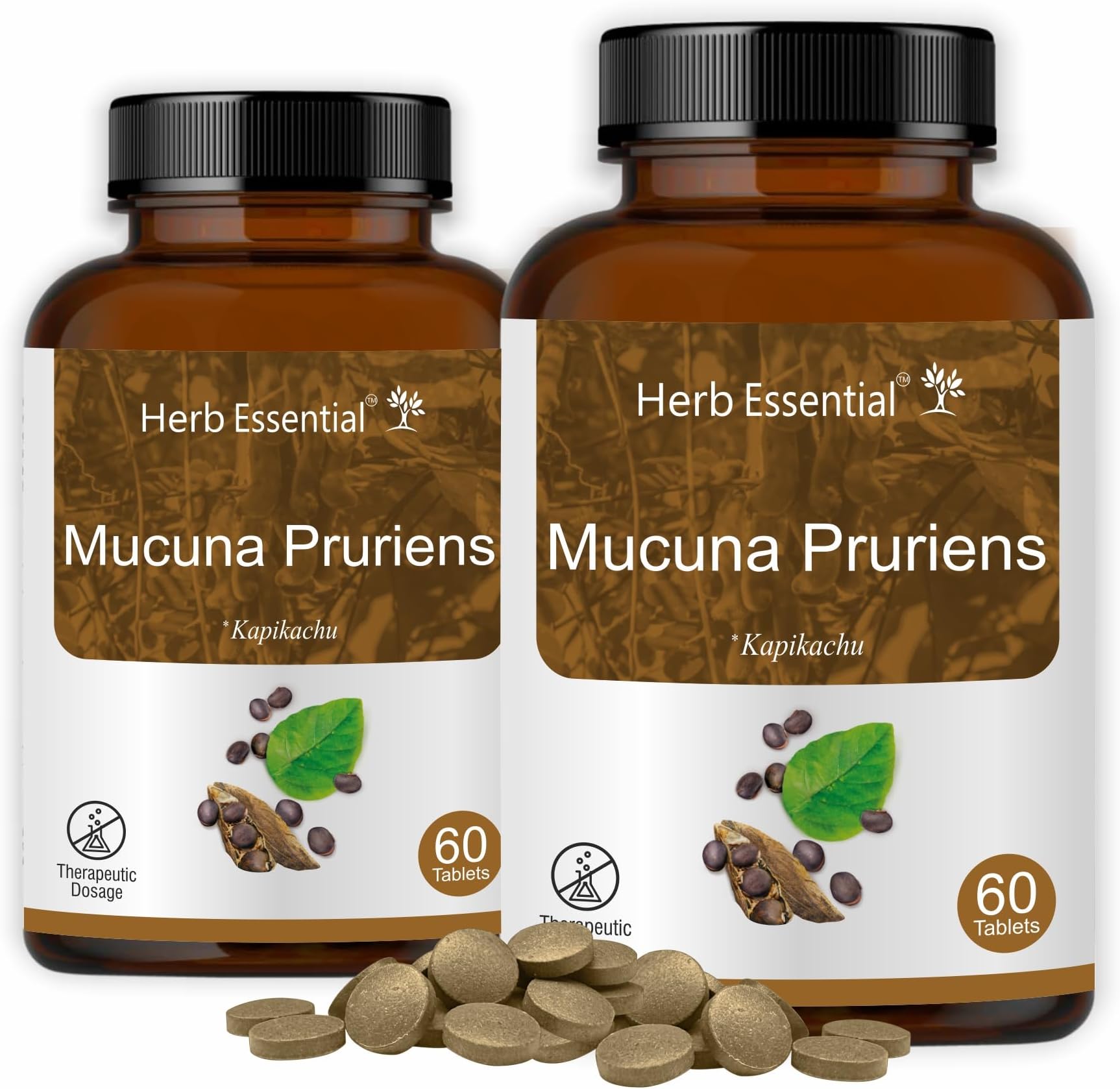 Herb Essential Mucuna Pruriens (Kapikachu | Tablet) 500 Mg, 120 Tablets | 100% Pure and Natural Extracts