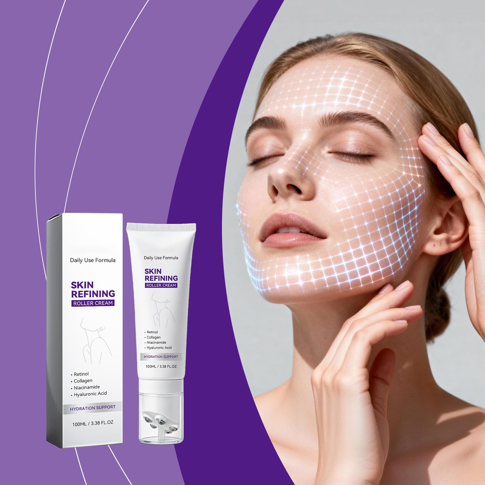 Crema per il Collo Magica al Collagene Fullerene, Cura della Pelle del Collo, Crema per il Collo Rassodante e Rassodante, Riduce Rughe e Doppio Mento, Migliora la Tua Routine di Cura del Collo
