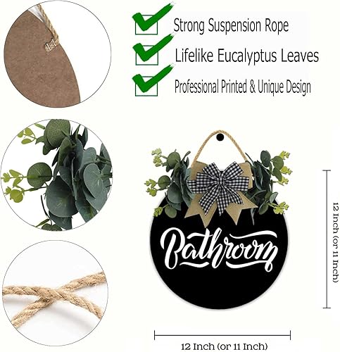 Miniatura 6 de Corona de madera redonda rústica para baño, decoración de porche para puerta delantera, decoración de porche para inauguración de la casa, arte de