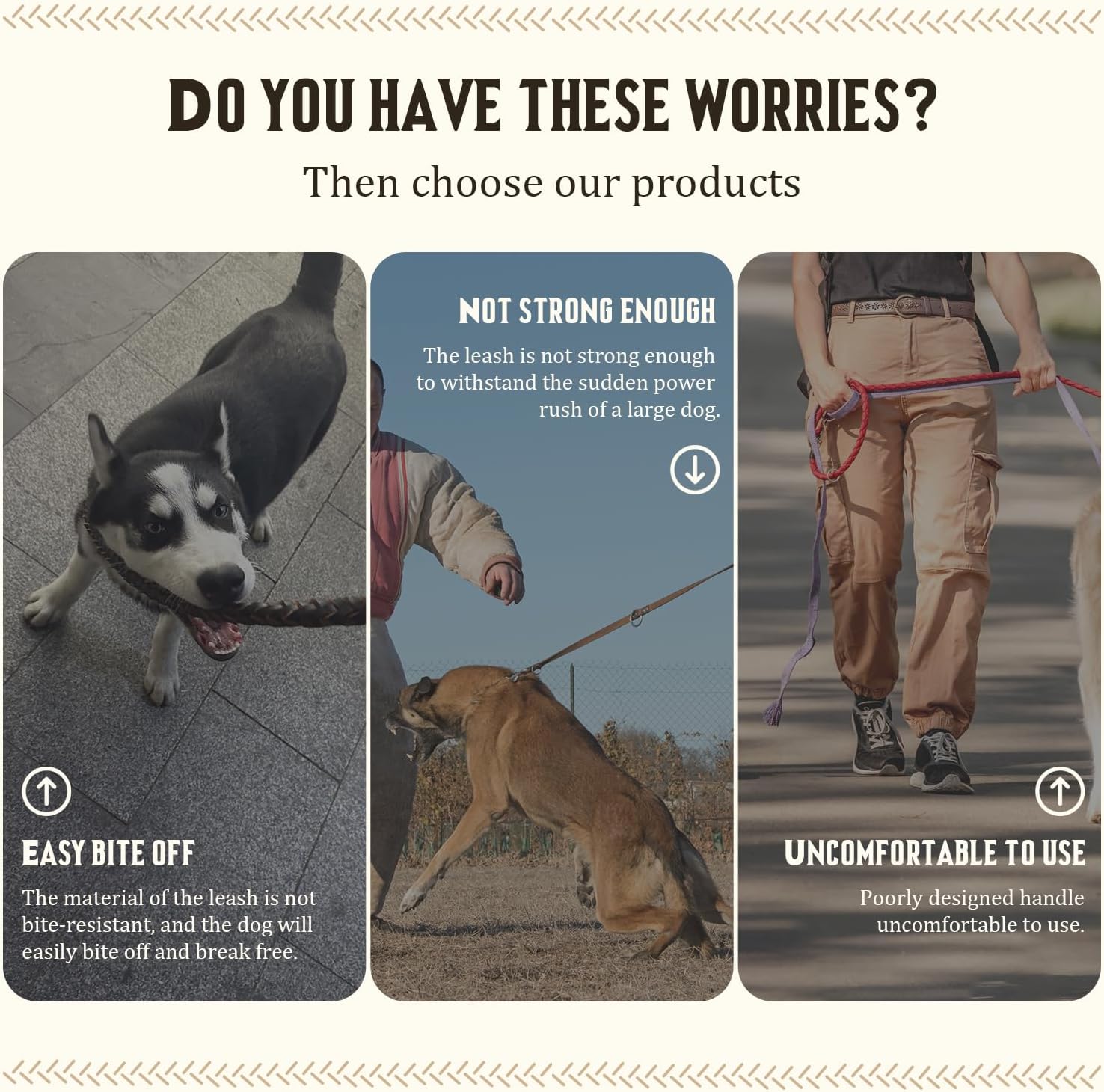 4FT Leather Dog Leash and Collar Set for Dog,Full Grain Leather Collar and Strong Hand-Woven Braided Leash,Sturdy Dog Training Leash for Walking,for Medium Heavy Duty and Large Dog, Brown