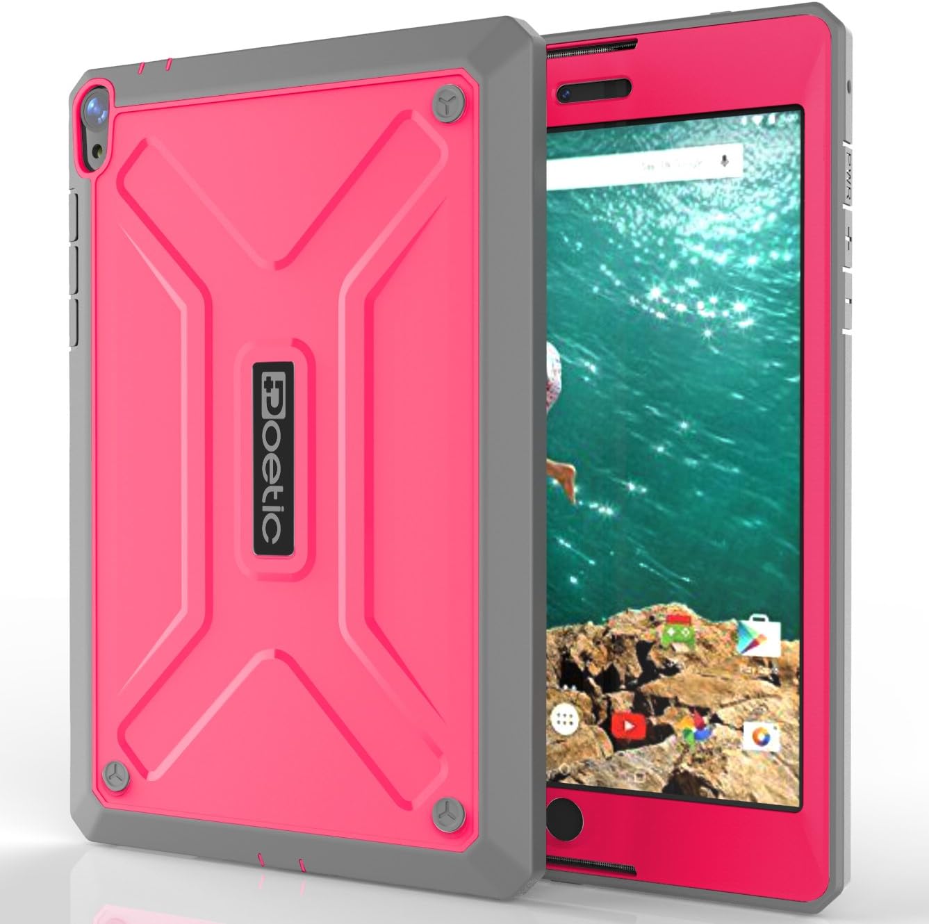 Google Nexus 9 Case - Poetic Google Nexus 9 Case [Revolution Series] - [Heavy Duty] [Dual Layer] [Screen Shield] Protective Hybrid Case with Built-In Screen Protector for Google Nexus 9 Pink/Gray (3 Year Manufacturer Warranty From Poetic)