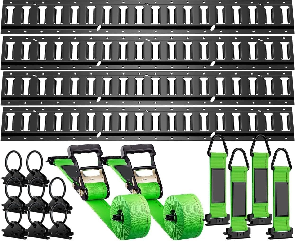 Sturdy Track Fixing Kit, 2 Ratchet Trailer Straps, Suitable for Box Vans