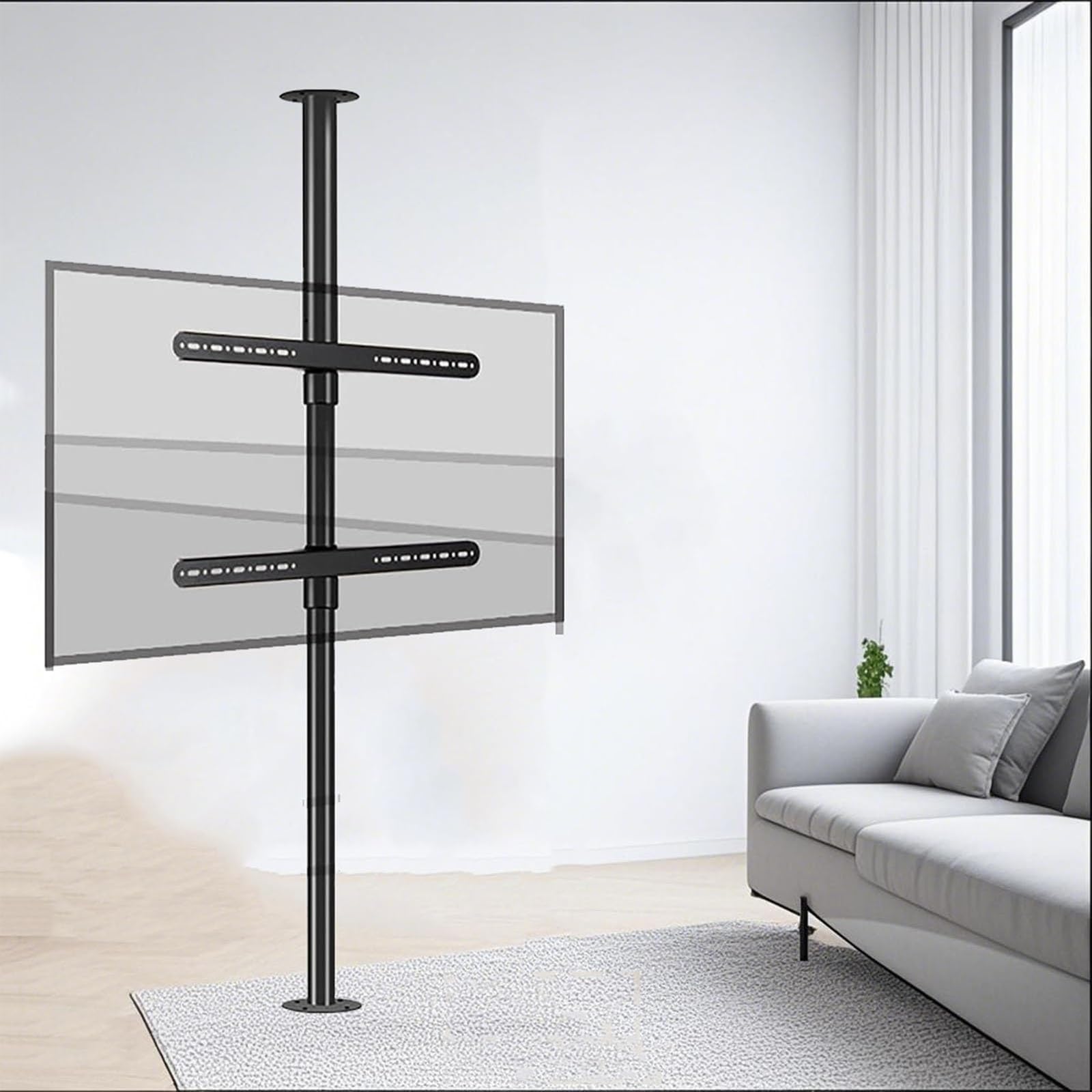 Support TV de sol réglable en hauteur de 1700 à 2050mm pour grands écrans LCD de 32 à 75 pouces