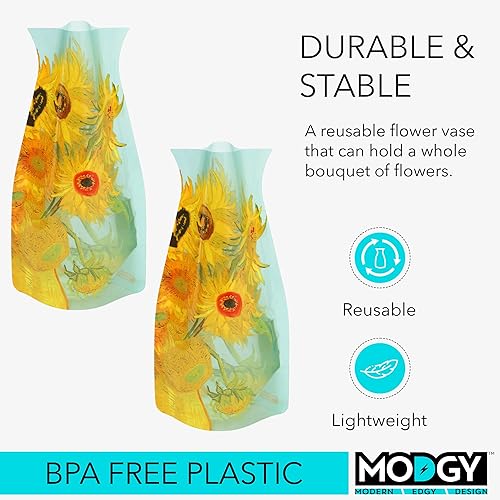 Miniatura 3 de MODGY Florero expandible, plástico decorativo moderno plegable impreso jarrones para centros de mesa para bodas, mesa de comedor, decoración del