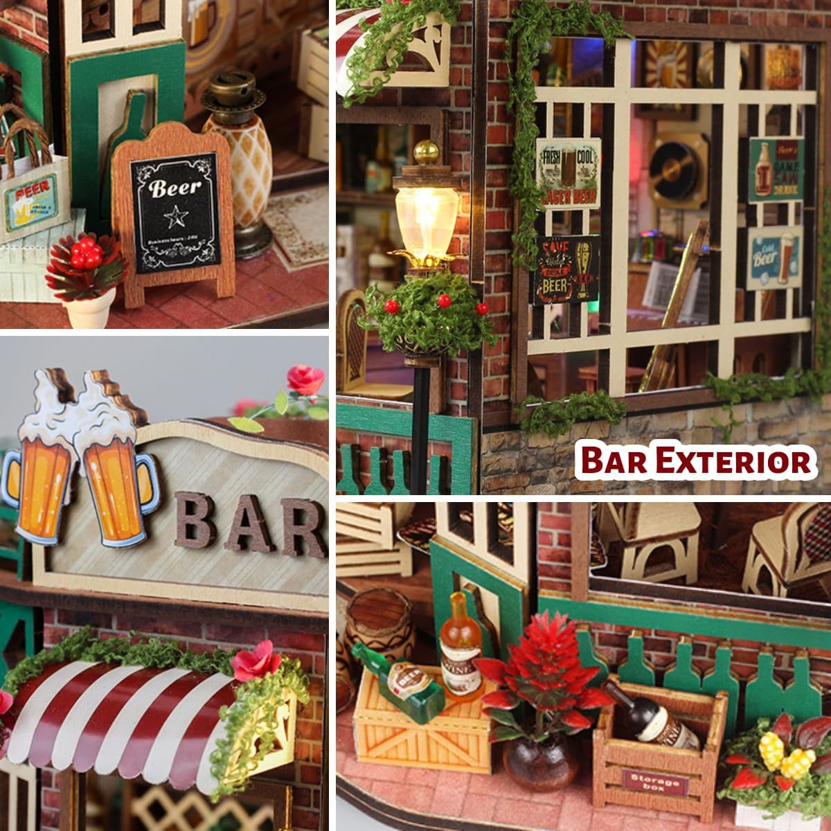 DIY Vanchy Tavern Dollhouse Kit, Retro Two-Story Pub Building Model, 3D Assembly Craft Toy, Exquisite Miniature Scene, Suitable for Adults