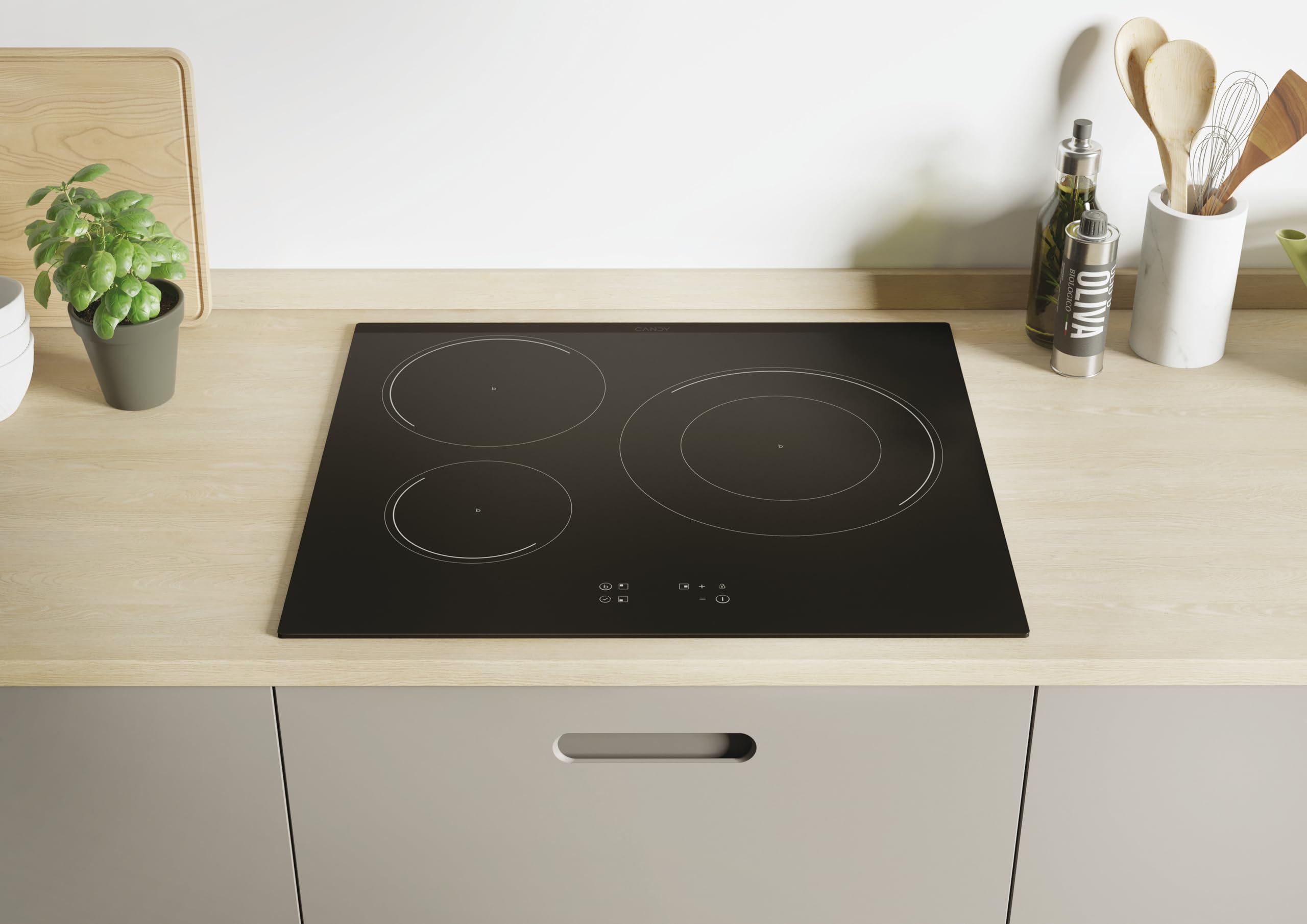Candy CI633C/E14U Plaque à induction 60 cm 3 zones 7,2 kW 9 niveaux de puissance Booster