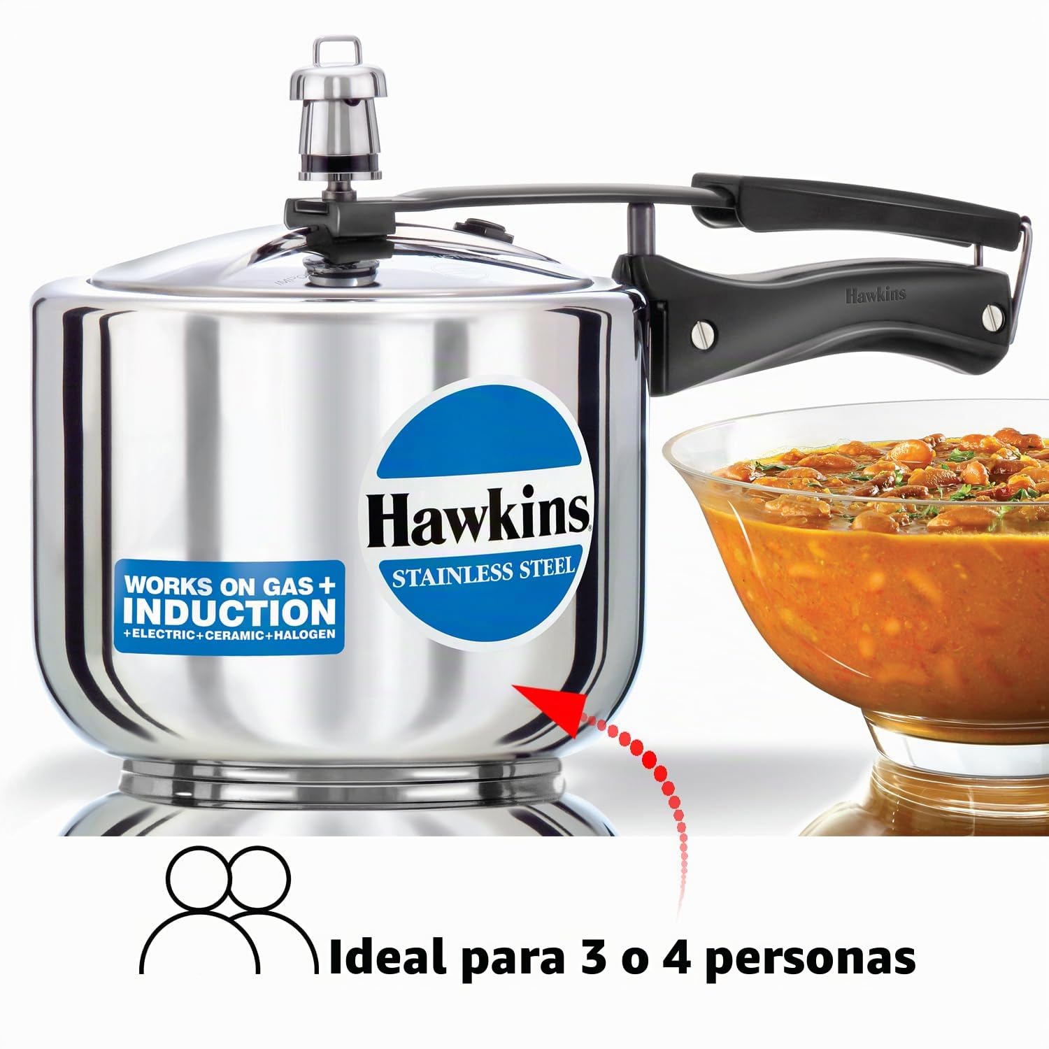 Hawkins Olla a presión de Acero Inoxidable Modelo B-33 3 L de Altura, pequeño, Plata