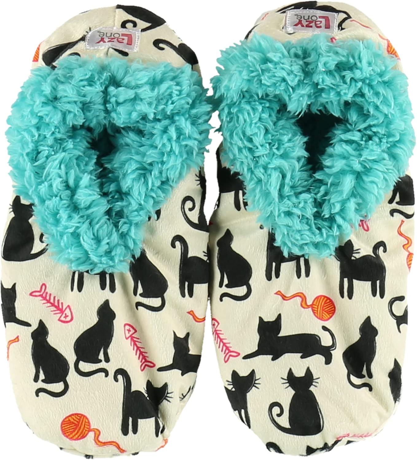 Lazy One Fuzzy Feet Slipper Socks for Women, Cute Fleece-Lined House Slippers, Cute Dog & Cat Design