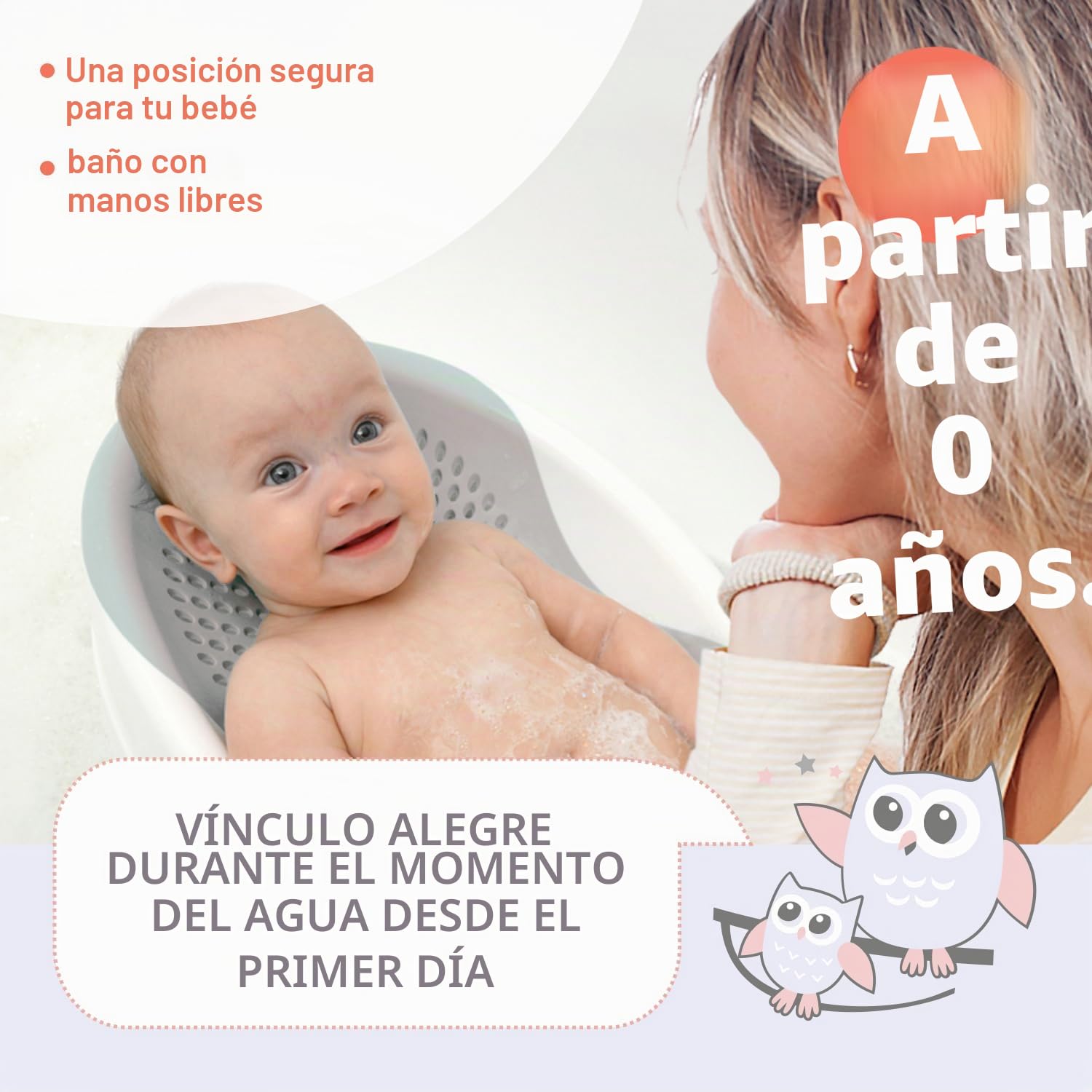 BABYLON DOLPHIN Bañera bebe 0-6 meses – Asiento bañera bebe ergonómico – Hipoalergénica, resistente al moho – Antideslizante Hamaca bañera bebe – Portátil Soporte bañera bebe – rosa