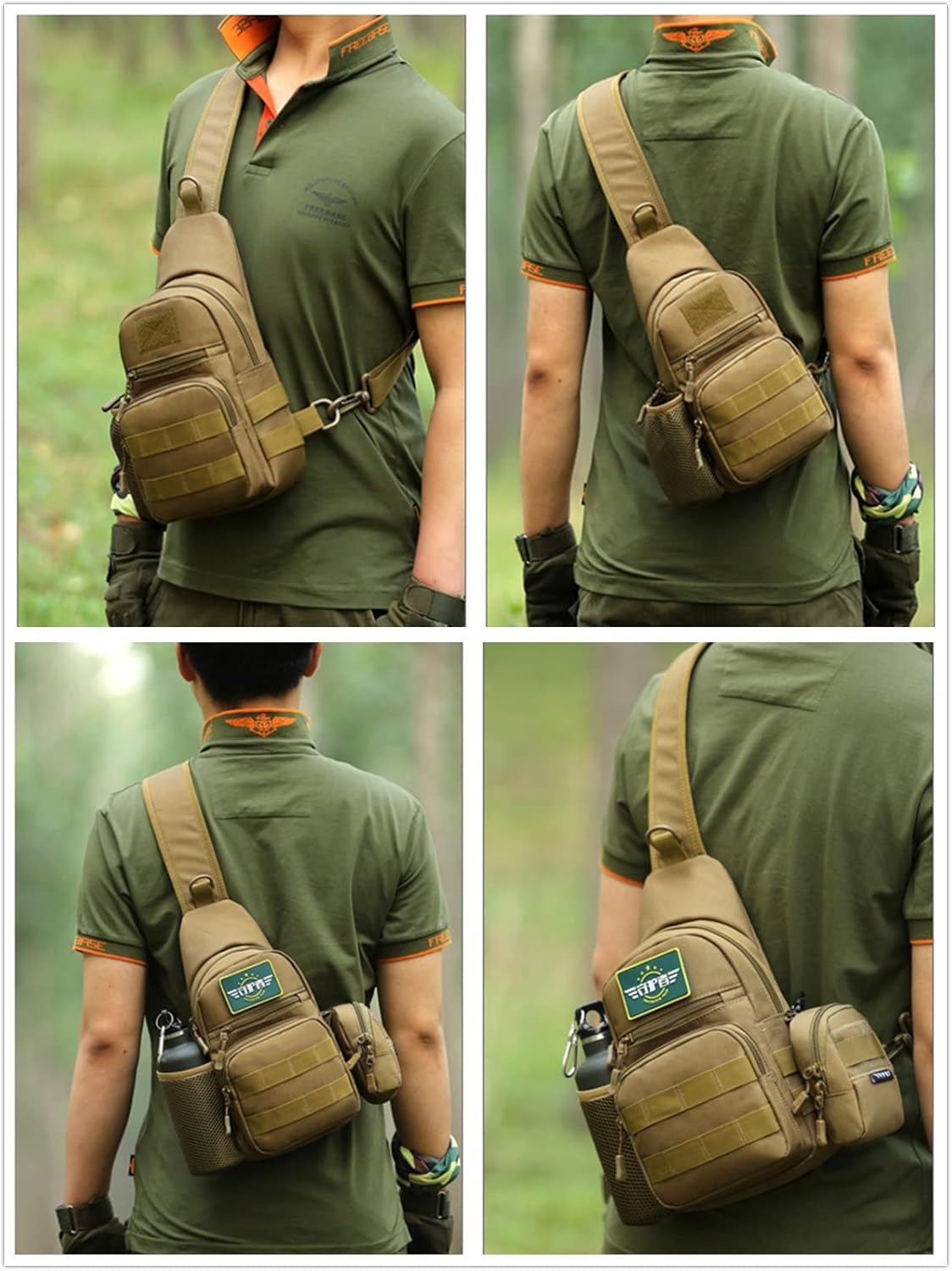 UNISTRENGH Tactical Sling Bag Chest Pack Molle Daypack iPad Mini Military Shoulder Bag Crossbody Duty Gear Backpack (Jungle Camouflage)