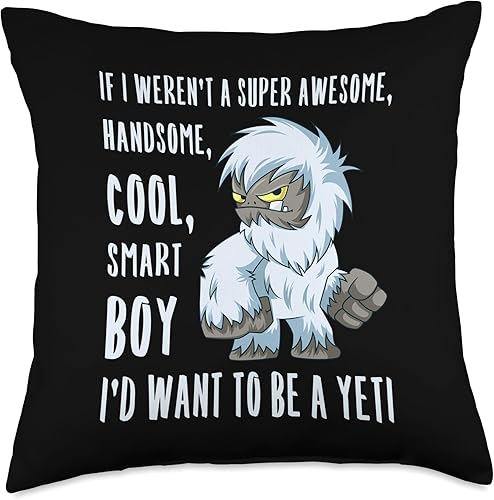 The Best YETI Gift IDEAS Funny Yeti Boy Lover Kids cita Abominable muñeco de nieve almohada de 17.7 x 17.7in, multicolor