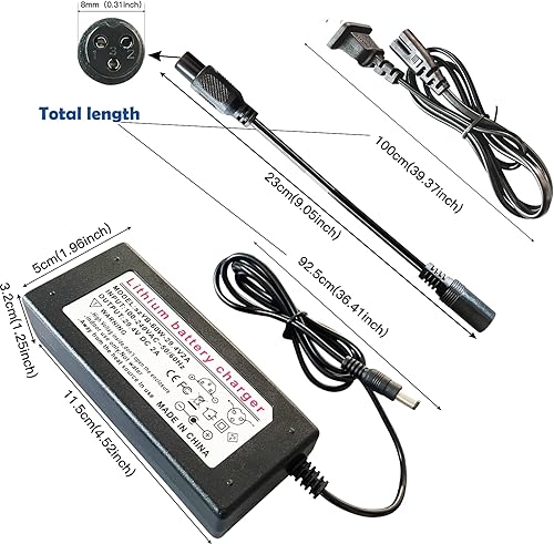 Miniatura 3 de Nirttoth Cargador de 29.4 V 2A con 2 enchufes universales para batería de iones de litio de 25.2 V, 25.9 V, 24 V, con conector de 3 clavijas de