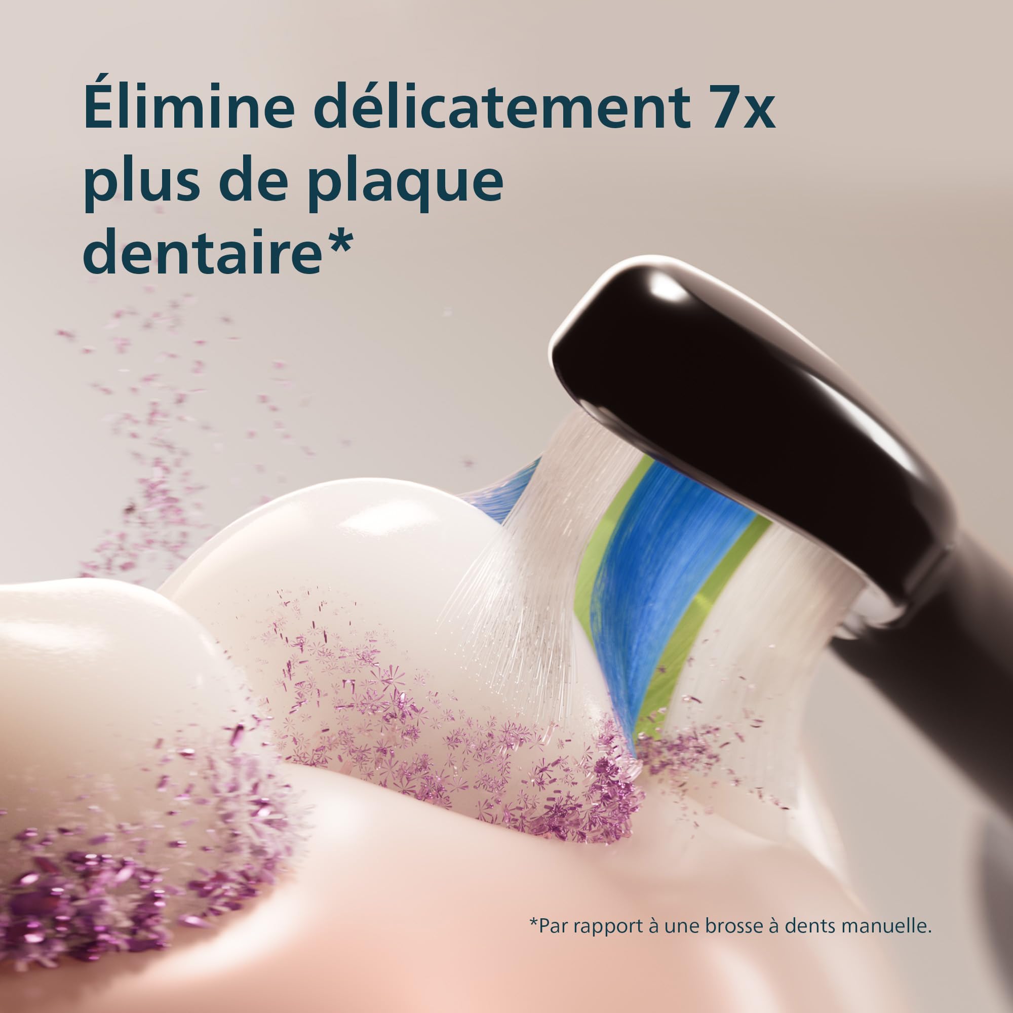 Philips Sonicare 5300 - Brosse à dents électrique sonique avec 2 niveaux d'intensité, Alerte de pression, EasyStart, SmarTimer et BrushPacer, Noir, modèle HX7101/04 [Nouvelle technologie]