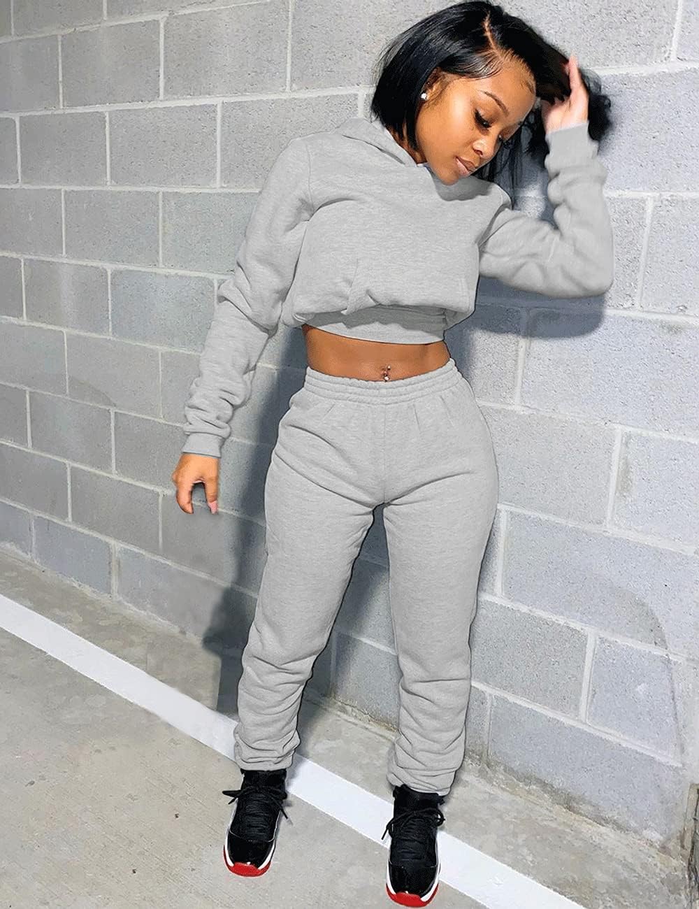 Women's 2 Piece Sweatsuit Set Long Sleeve Jogger Tracksuit Outfits 2025 Casual Crop Hoodie and Pants Matching Sets - Image 3