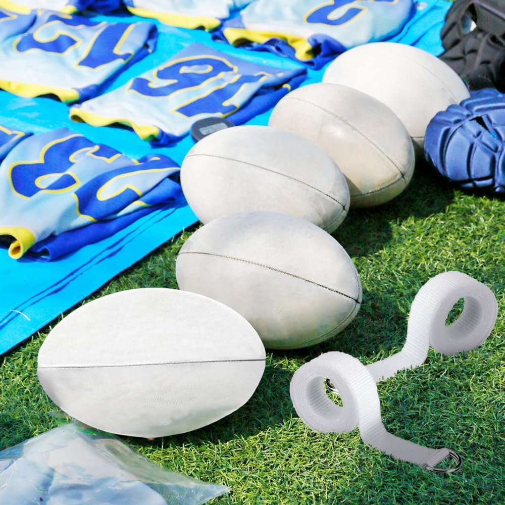 MiOYOOW 4PCS Web Fútbol Cinturón, 51 Pulgadas Blanco Cinturón D-Ring Cinturón para Hombres Mujeres Juegos Deportivos Ejercicios Juegos de Entrenamiento