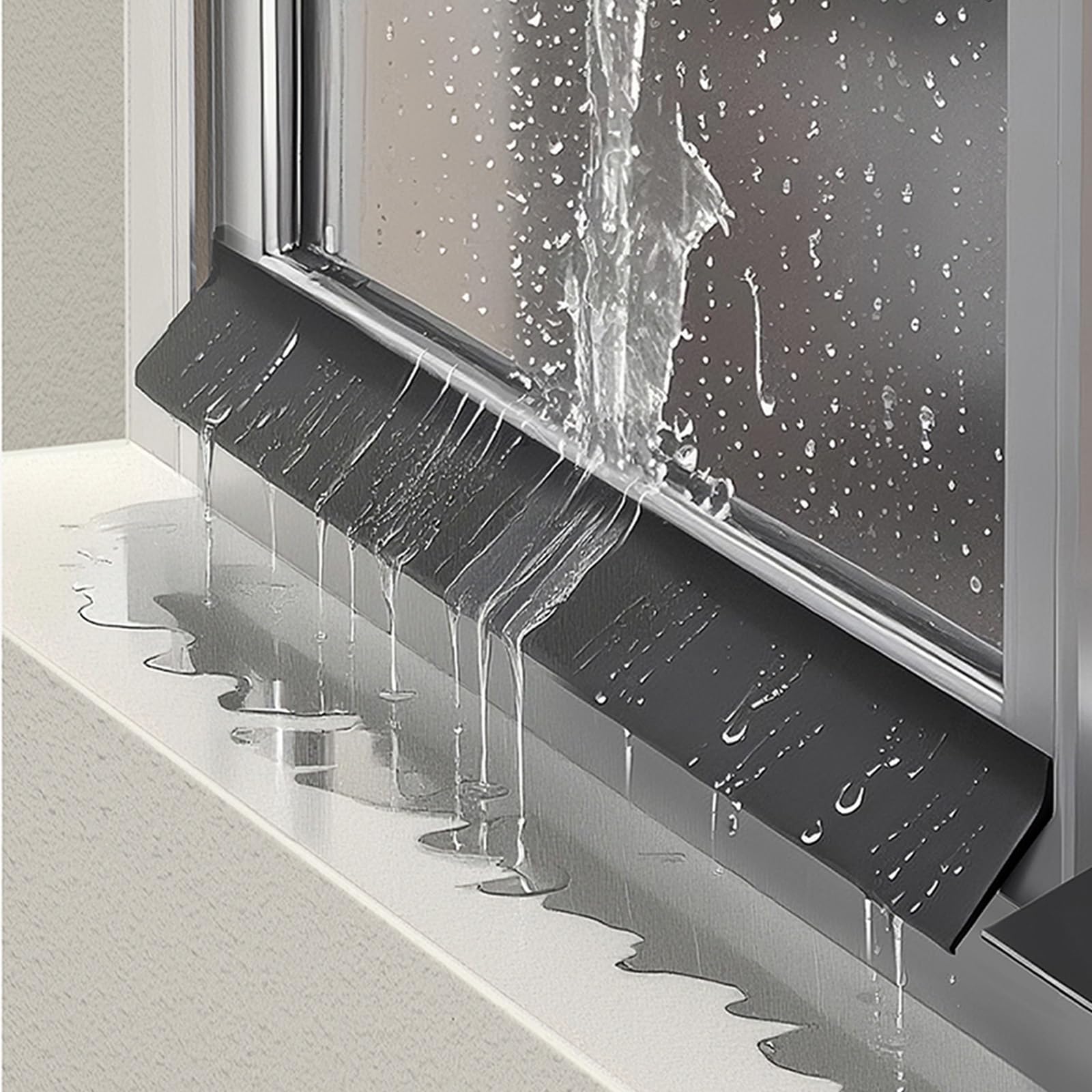 Estdkmnos 4.5Cm Window Outer Edge Rain Shield， Self-Adhesive Rubber Rain Guard For Doors, Black, 1.7/2.1In, 2-5M(,4M(13.1Ft))