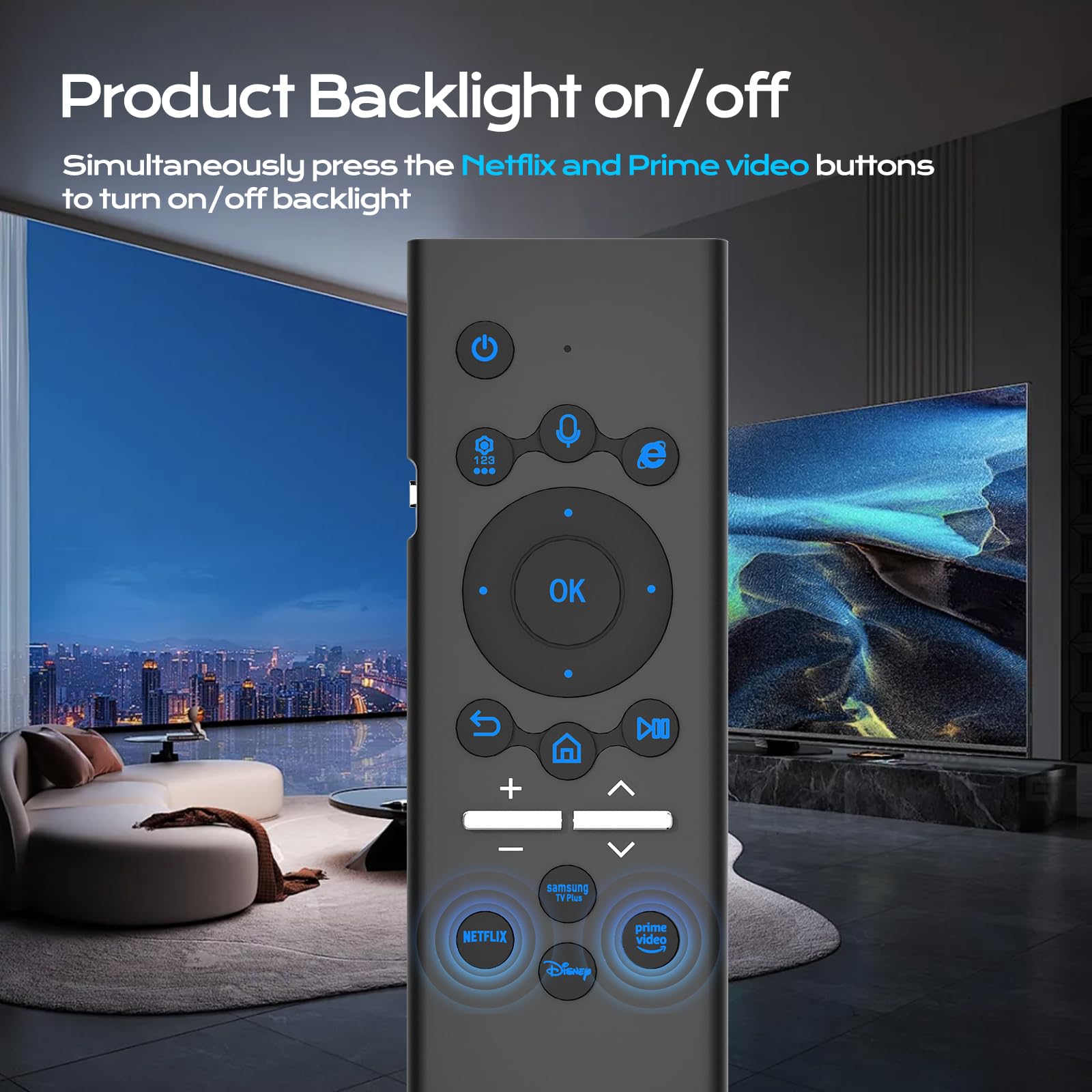 Set de 5 mandos universales para Smart TV de Smsung con Teclado retroiluminado, ratón inalámbrico de Aire, Control Remoto Inteligente por Voz, compatibles con televisores de 2019 a 2024