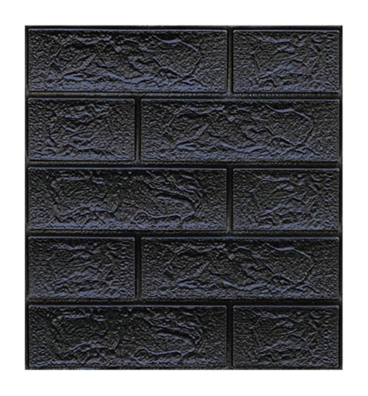 Sdgeryeeg Black Wall Panels， 3D Wall Panels Peel And Stick Self-Adhesive Wallpaper Foam Tile Decor For Living Room Bedroom Background Decoration(,10Pcs)